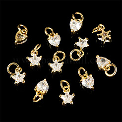12 pièce 2 styles de breloques en laiton micro pavées en zircone cubique&nbsp;KK-TA0008-70A