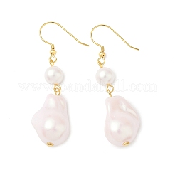 Серьги-подвески из искусственного жемчуга с гальваническим покрытием из нержавеющей стали 304&nbsp;LS-EJEW-Z129-18G