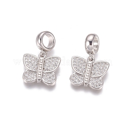 Charms pendenti europei in ottone con micro pavé di zirconi cubici&nbsp;ZIRC-E163-16P