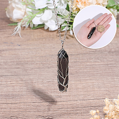 1 colgante de macramé con forma de bala de ágata negra natural&nbsp;NJEW-PA0001-01E