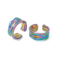 Ионное покрытие (ip) 304 нержавеющая сталь твист-волна открытое манжетное кольцо для женщин&nbsp;RJEW-C045-22M