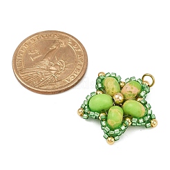 Подвески из стеклянного бисера ручной работы и синтетических окрашенных бусин императорской яшмы&nbsp;PALLOY-MZ00752