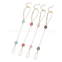 Браслеты из сплава с эмалированными цветочными звеньями&nbsp;BJEW-JB13261