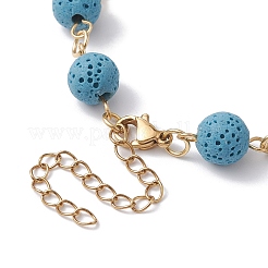 Fabricación de pulseras de cadena con cuentas redondas de roca de lava natural teñida&nbsp;AJEW-JB01206-04