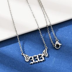 Colliers pendentifs numéro 333 en acier inoxydable 201 avec ailes de papillon&nbsp;LS-NJEW-P332-01A-P