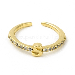 Кольцо-манжета с открытой буквой из прозрачного кубического циркония&nbsp;RJEW-H120-09G-S