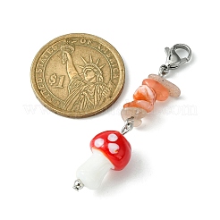 Decoraciones colgantes de murano hechas a mano con setas&nbsp;HJEW-TA00092