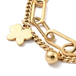 Pulsera de varias vueltas con dije de bola redonda y mariposa de resina&nbsp;BJEW-G639-30G