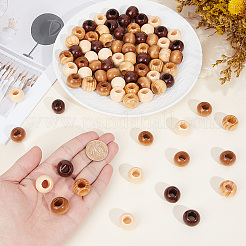 80 pièce de perles européennes en bois de 4 couleurs&nbsp;WOOD-PA0001-76