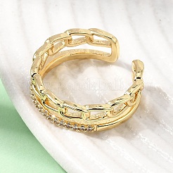 Bagues ouvertes en laiton avec micro pavé de zircones cubiques pour femmes&nbsp;CU-CBAE7DF-46G