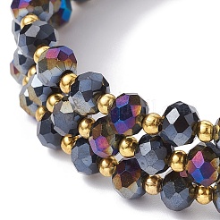 Braccialetto stile avvolgente con perline di vetro rondelle&nbsp;BJEW-JB09965-02
