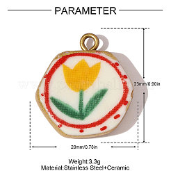Подвески из нержавеющей стали 304 и фарфора&nbsp;STAS-OY005-77G