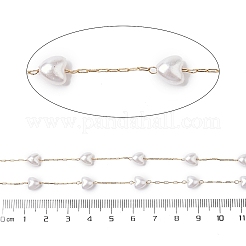 Cadenas de cuentas con forma de corazón de imitación de perla ABS&nbsp;CHS-A015-03G