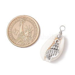 Pendentifs animaux marins en coquillages cauris naturels et alliage&nbsp;X-PALLOY-JF03751
