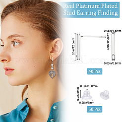 40 шт. латунные серьги-гвоздики&nbsp;KK-BBC0005-21P