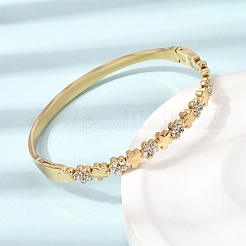 Bracelets manchettes articulées en acier inoxydable 304 avec strass et fleurs en cristal pour femmes&nbsp;SA-CBA61B8-12G