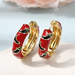 Ohrringe aus Messing mit Emaille-Muster und Chili-Motiv&nbsp;EJEW-G471-02G