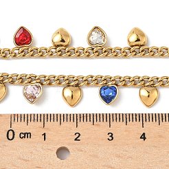 Collane a catena intrecciata con nappa a cuore in strass in acciaio inossidabile 304 per donna&nbsp;NJEW-V010-01G-05