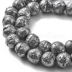 Fili di perle di roccia lavica naturale elettrodeposta&nbsp;G-A251-D01-01F