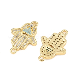 Breloques connecteurs en laiton micro pavées en oxyde de zirconium bleu ciel profond&nbsp;CU-CBAB719-07G-A