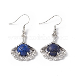 Orecchini pendenti con foglie di ginkgo e lapislazzuli tinti naturali con strass di cristallo&nbsp;EJEW-A092-03P-07