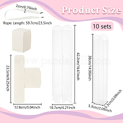 5 boîte d'emballage en plastique transparent pour fleurs simples avec plateaux en papier et poignées en ruban&nbsp;CON-WH0107-69A
