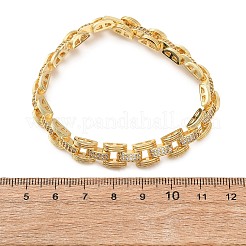 Rechteckige Gliederarmbänder aus Messing mit Mikropavé-Fassung aus klaren Zirkonia für Damen&nbsp;BJEW-F530-04G