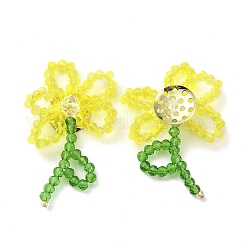 Плетенные кабошоны из стеклянных бусин ручной работы&nbsp;GLAA-C028-01B