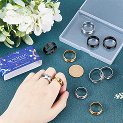 18 stücke 18 stile 201 edelstahl geriffelte finger ring einstellungen&nbsp;RJEW-SC0001-41