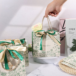 Geschenktaschen aus Papier mit Blumendruck&nbsp;ABAG-WH0044-82B