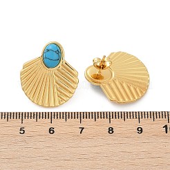 Boucles d'oreilles à tige en acier inoxydable 304 avec turquoise synthétique pour femme&nbsp;EJEW-U046-17A-G
