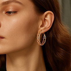 4 пара двухцветных железных сережек-колец&nbsp;EJEW-HY0001-59