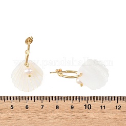 Boucles d'oreilles pendantes en acier inoxydable 304 et coquillage d'eau douce naturelle&nbsp;EJEW-JE07496