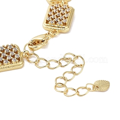 Braccialetti da donna con catena a maglie rettangolari in ottone placcato con pavé di zirconi trasparenti&nbsp;BJEW-R317-09G