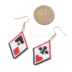 Серьги-подвески из ромбовидного бисера ручной работы&nbsp;EJEW-MZ00631