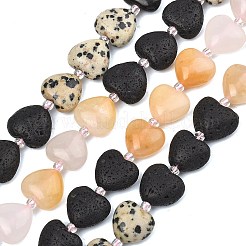 Colliers de perles en roche de lave naturelle aux couleurs dégradées&nbsp;G-B185-A01