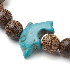 Bracelets extensibles en perles de bois de wengé naturel rond de 8 mm&nbsp;BJEW-JB10217-02