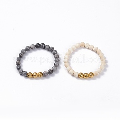 Ensembles de bracelets extensibles en bois naturel&nbsp;BJEW-JB07617