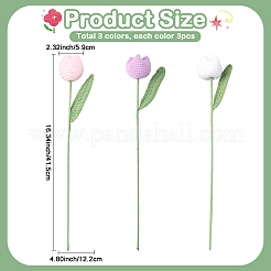 9 Stück 3 Farben Polyester mit Eisendraht künstliche Tulpenblume&nbsp;AJEW-SC0031-42B