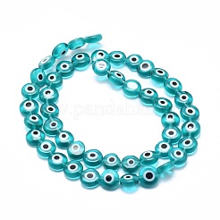 Handmade bösen Blick lampwork flache runde Perle Stränge&nbsp;LAMP-L058-12mm-11