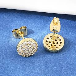 Messing Micro Pave klare Zirkonia Ohrstecker&nbsp;EJEW-F405-06G