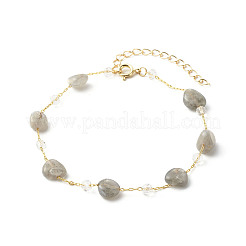 Set di cavigliere con perle di labradorite naturale per ragazze donne&nbsp;AJEW-AN00450-02