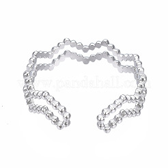 Anillo de puño abierto con envoltura ondulada de acero inoxidable 304 que no se deslustra&nbsp;LS-RJEW-T023-66P