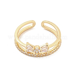 Латунные микро проложить манжеты кольца кубического циркония&nbsp;RJEW-I103-044G