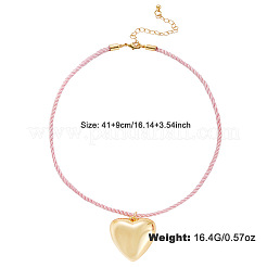 Colliers pour femmes avec pendentif cœur en laiton et cordon en nylon torsadé&nbsp;WG15220-01
