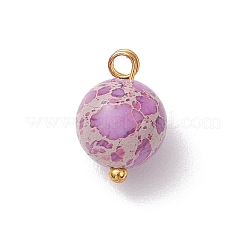 Круглые подвески из натуральной окрашенной императорской яшмы с латунными петлями&nbsp;PALLOY-JF04139