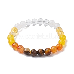 Bracciali elastici con perline rotonde in pietre preziose miste naturali e sintetiche per le donne&nbsp;BJEW-JB11056