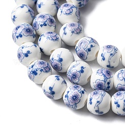 Ручной цветок печатных фарфоровые керамические бусины нити&nbsp;PORC-M007-10mm-05