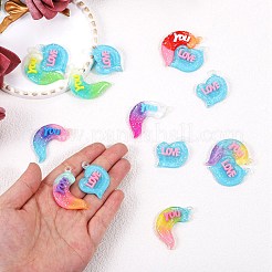 10 ensembles de pendentifs en résine opaque de couleur dégradée&nbsp;RESI-SZ0001-91E