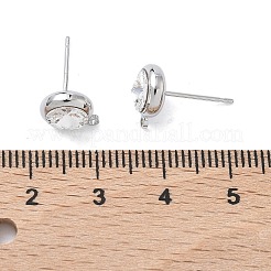 Фурнитура для сережек-гвоздиков из латуни с плоскими круглыми стразами&nbsp;XGR0099P-120P